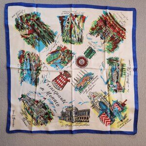 Monaco Scarf J Franco‎ Paris 20" x 20" Multicolor White Blue